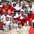 Post-game celebration at Khandahar Air Field, with Lord Stanley's little mug front & centre